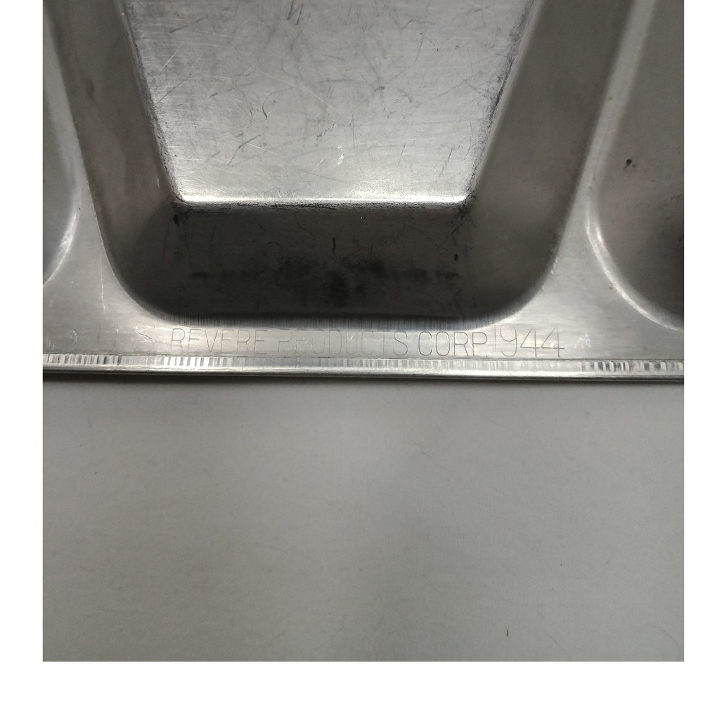 Vintage 1944 WWII US Military Stainless Steel Mess Tray Revere Products Corp - Picture 3 of 3